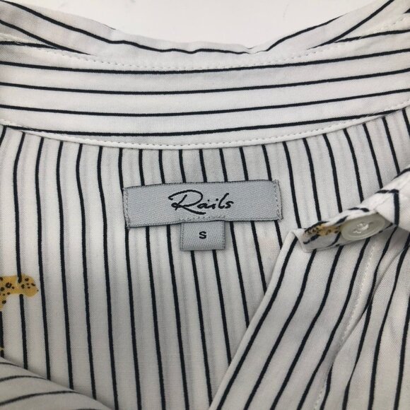 Rails Kathryn Buttondown Shirt Size S Striped Wild Cats White - Picture 5 of 7
